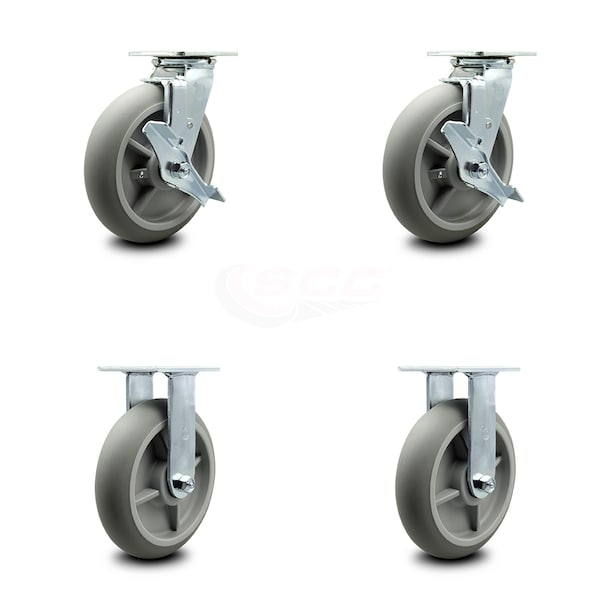 Service Caster Lavex Lodging 274HKLGFXWH 274HKLGDRWH Housekeeping Cart Caster Set - SCC LAV-SCC-30CS820-TPRRD-TLB-2-R-2 - main